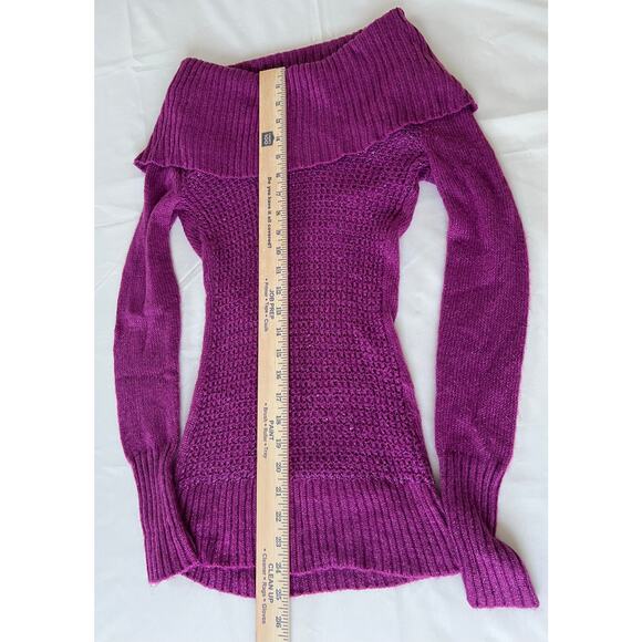 Y2K Candie’s sweater size XS stretchy fold over off shoulders long sleeve sequin - Picture 7 of 8